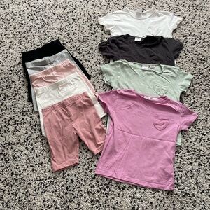 Kids' Assorted Color T-Shirt and Shorts Set - Zara and H&M